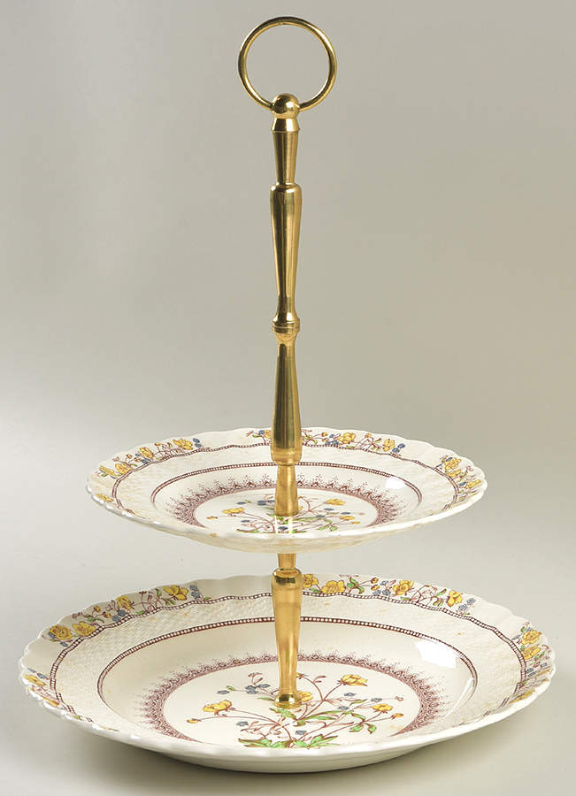 Buttercup (Older Backstamp) 2 Tiered Serving Tray (Dinner & Salad Plate) by Spode-1
