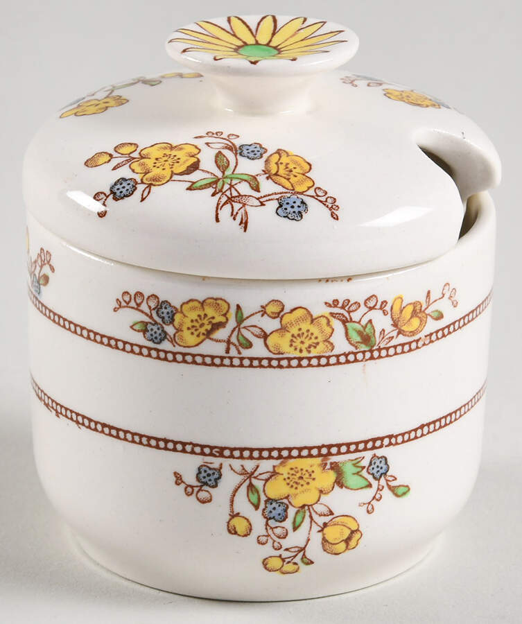 Buttercup (Older Backstamp) Mustard Jar & Lid by Spode-1