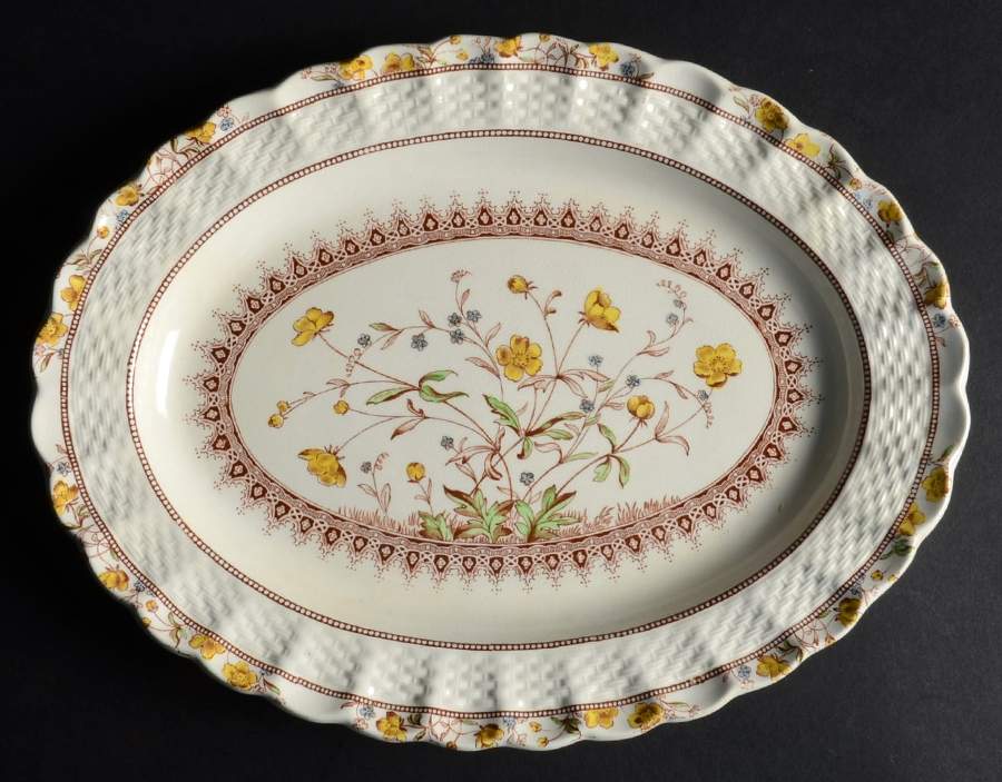 Buttercup (Older Backstamp) 10" Oval Serving Platter by Spode-1