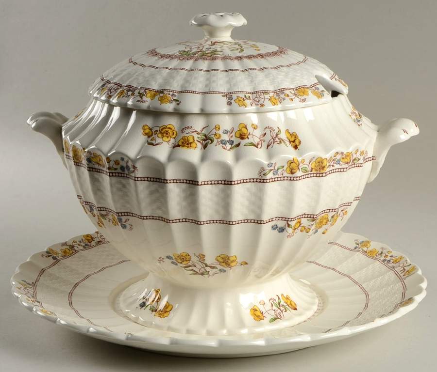 Buttercup (Older Backstamp) Tureen & Lid w/Underplate by Spode-1