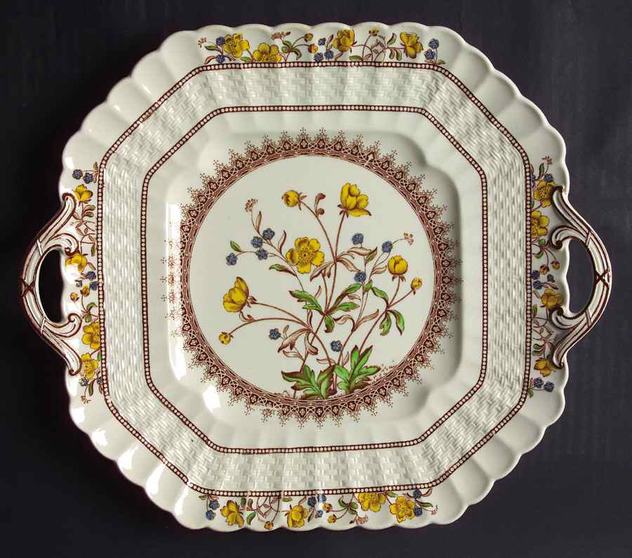 Buttercup (Older Backstamp) Square Handled Cake Plate by Spode-1