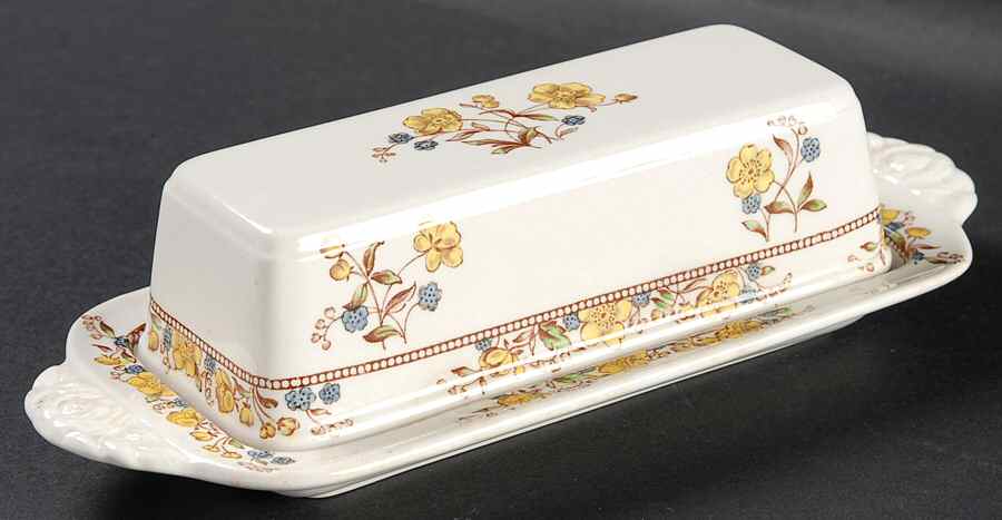 Buttercup (Older Backstamp) 1/4 Lb Covered Butter by Spode-1