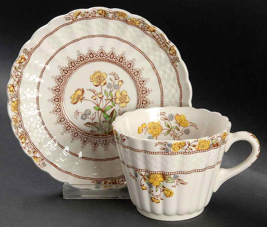 Buttercup (Older Backstamp) Flat Cup & Saucer Set by Spode-1