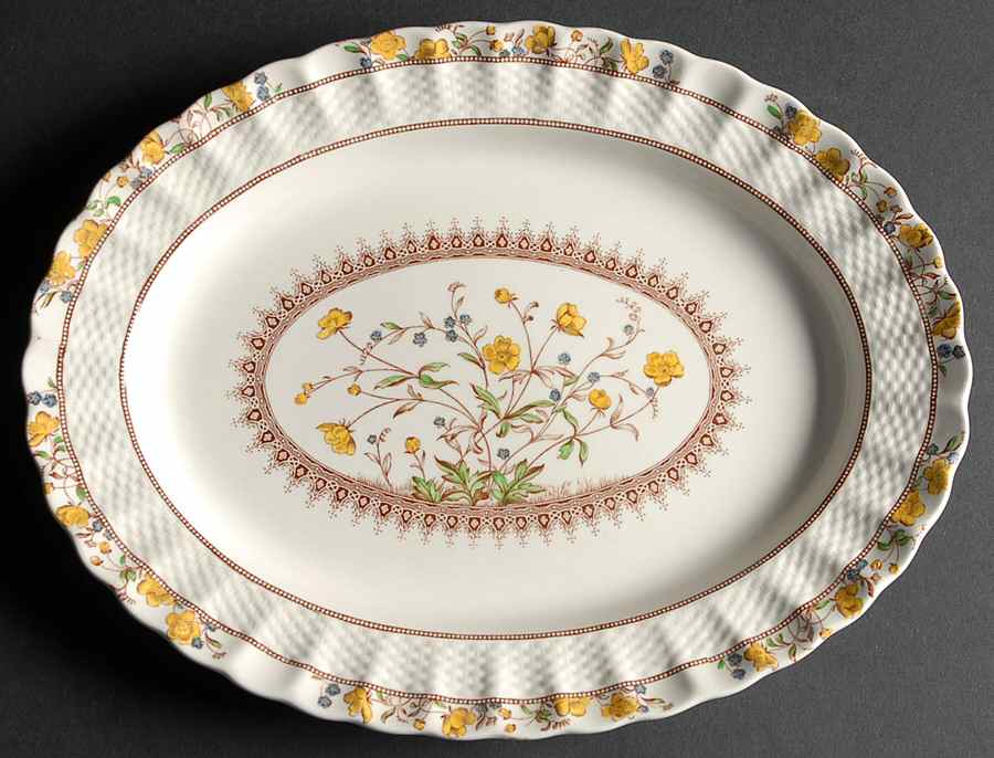 Buttercup (Older Backstamp) 12" Oval Serving Platter by Spode-1