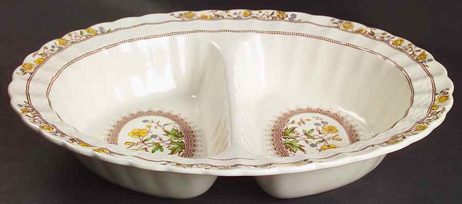 Buttercup (Older Backstamp) 11" Oval Divided Vegetable Bowl by Spode-1