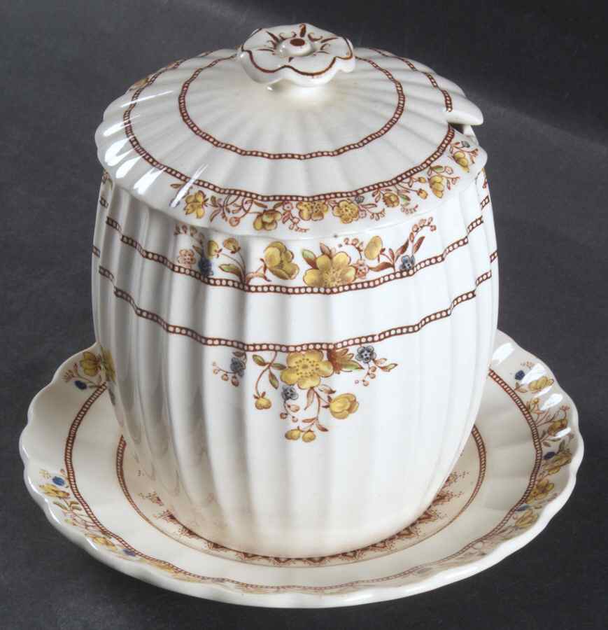 Buttercup (Older Backstamp) Honey Pot with Lid & Underplate by Spode-1