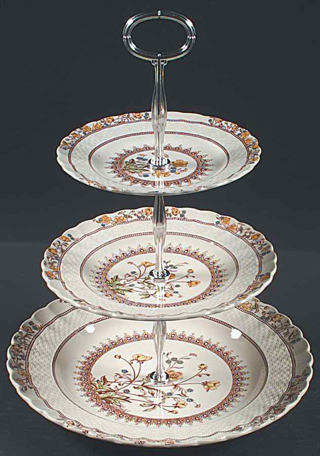 Buttercup (Older Backstamp) 13 7/8"-14 1/4" 3-Tiered Serving Tray(DP,SP,BB) HC by Spode-1