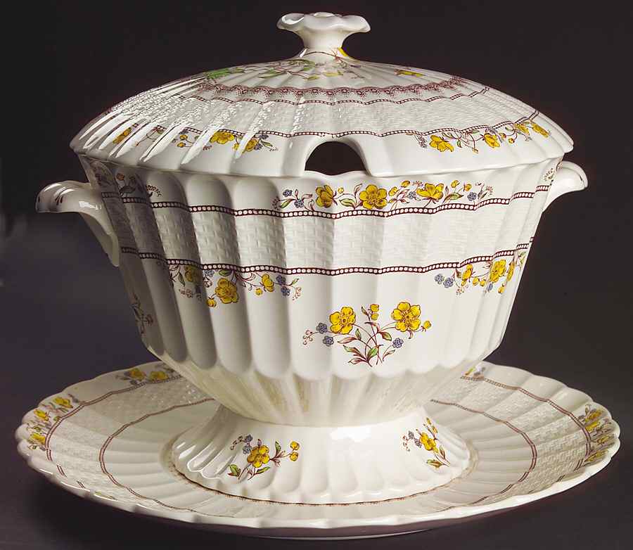 Buttercup (Older Backstamp) Tureen & Lid W/Underplate by Spode-1
