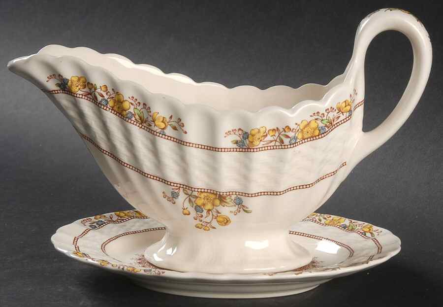 Buttercup (Older Backstamp) Gravy Boat & Underplate/Relish by Spode-1