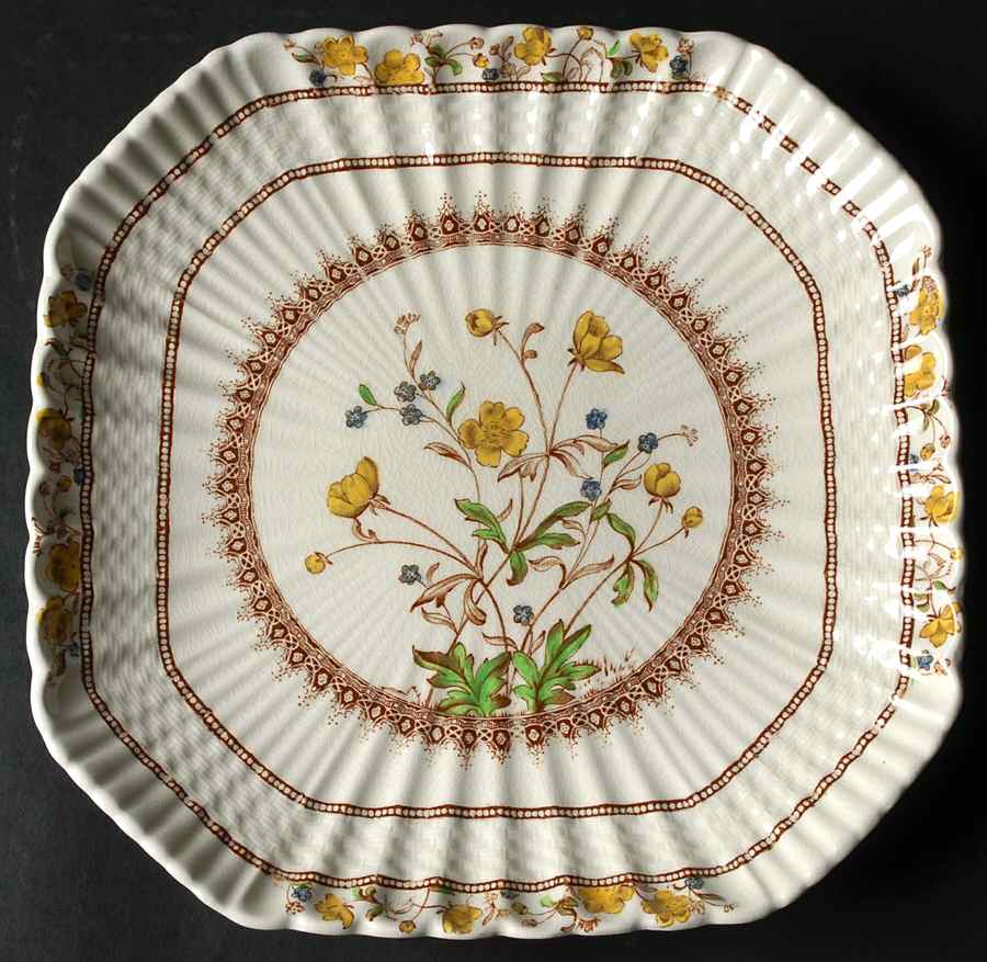 Buttercup (Older Backstamp) 9" Square Cake Plate by Spode-1