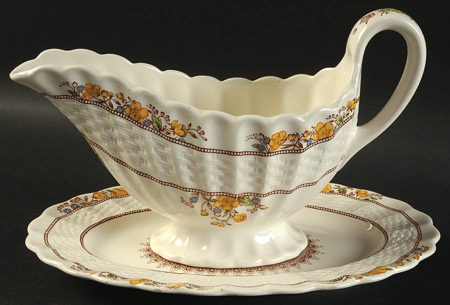 Buttercup (Older Backstamp) Gravy Boat & Underplate/Relish by Spode-1
