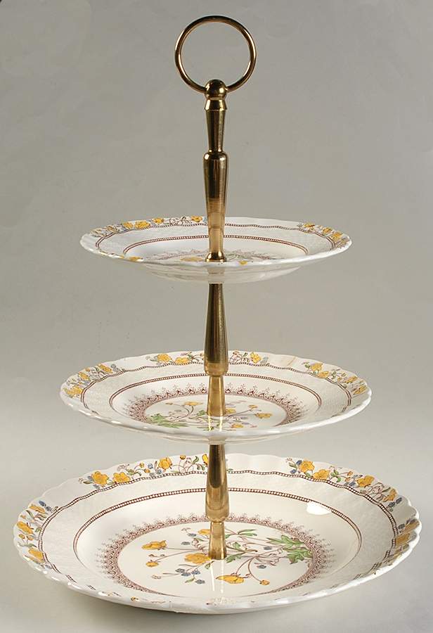 Buttercup (Older Backstamp) 3-Tiered Serving Tray (DP, SP, BB) by Spode-1