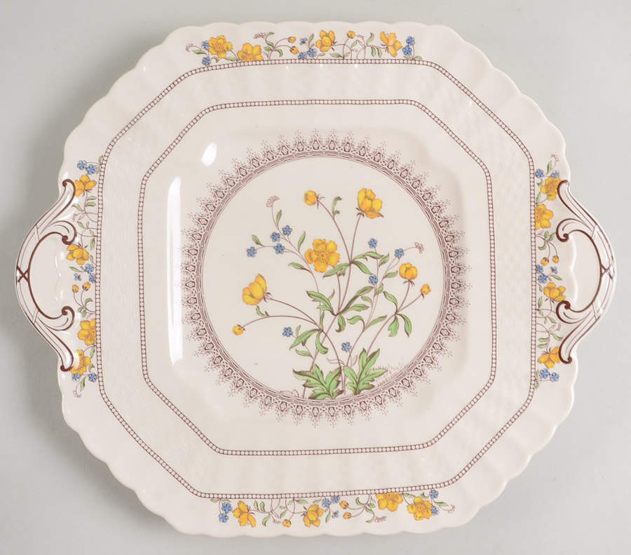 Buttercup (Newer Backstamp) Square Handled Cake Plate by Spode-1