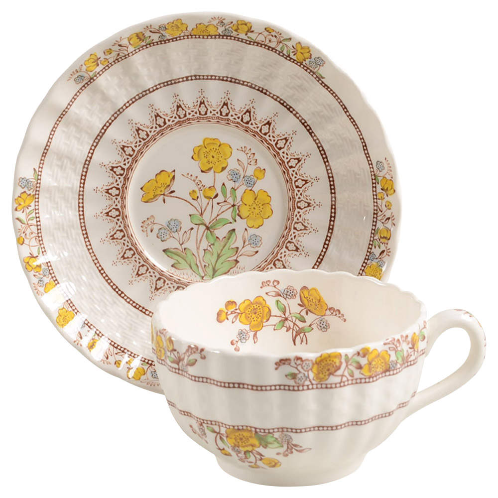 Buttercup (Newer Backstamp) Flat Cup & Saucer Set by Spode-1