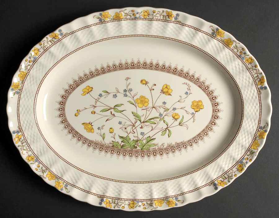 Buttercup (Newer Backstamp) 14" Oval Serving Platter by Spode-1