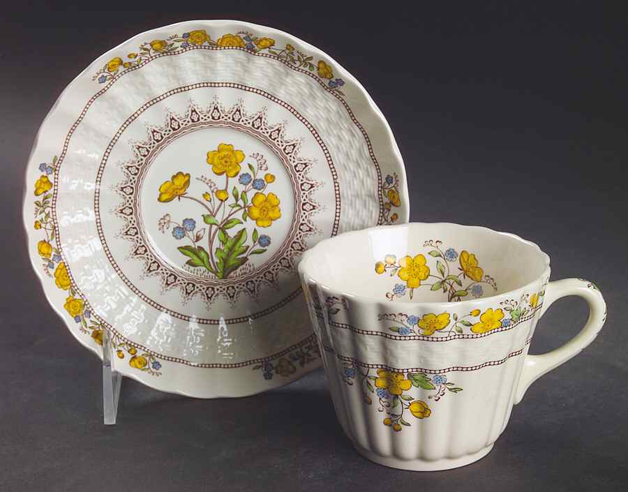 Buttercup (Newer Backstamp) Flat Cup & Saucer Set by Spode-1