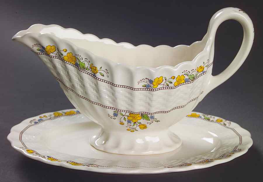 Buttercup (Newer Backstamp) Gravy Boat & Underplate/Relish by Spode-1