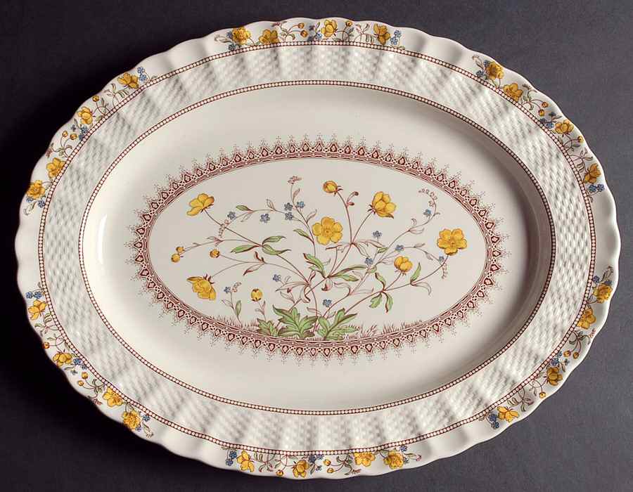 Buttercup (Newer Backstamp) 15" Oval Serving Platter by Spode-1