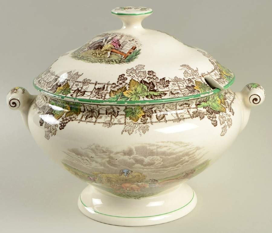 Byron Multicolor (Green Trim) Tureen &  Lid by Spode-1