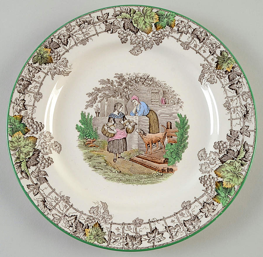 Byron Multicolor (Green Trim) Dinner Plate by Spode-1