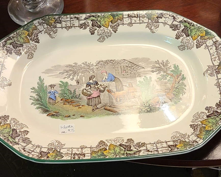 Byron Multicolor (Green Trim) 14" Rectangular Serving Platter by Spode-1