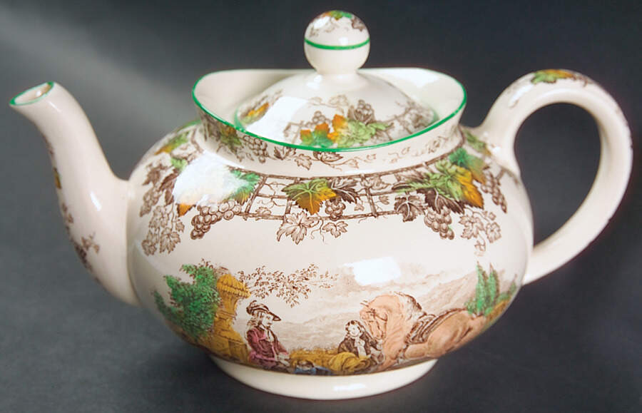 Byron Multicolor (Green Trim) Teapot & Lid by Spode-1