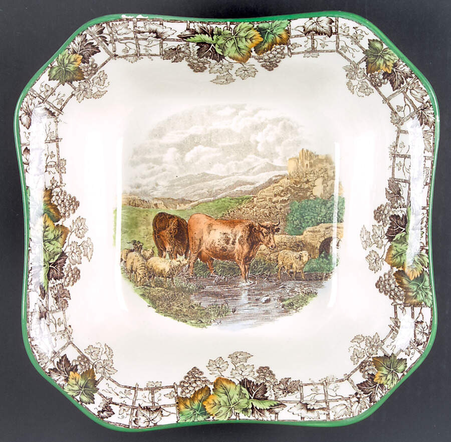 Byron Multicolor (Green Trim) 8" Square Vegetable Bowl by Spode-1