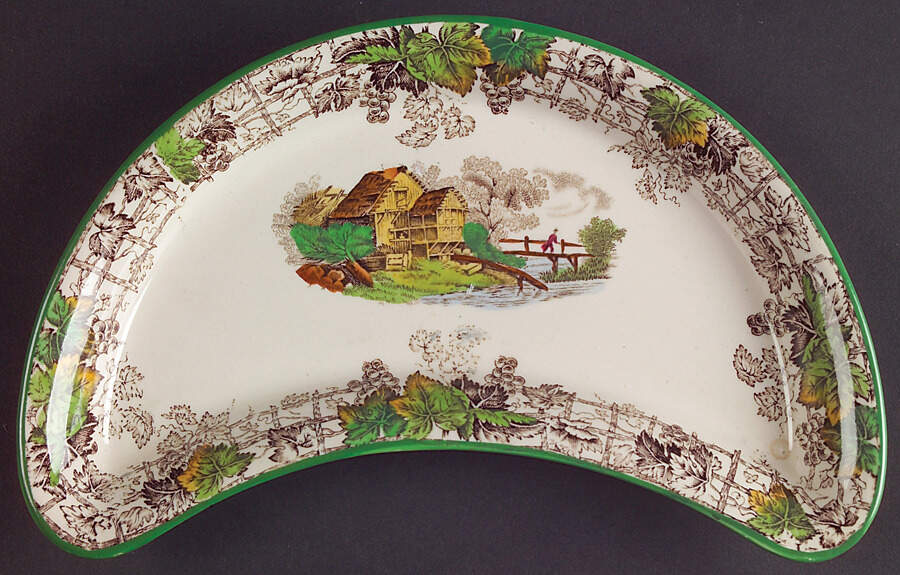 Byron Multicolor (Green Trim) Crescent Salad Plate by Spode-1