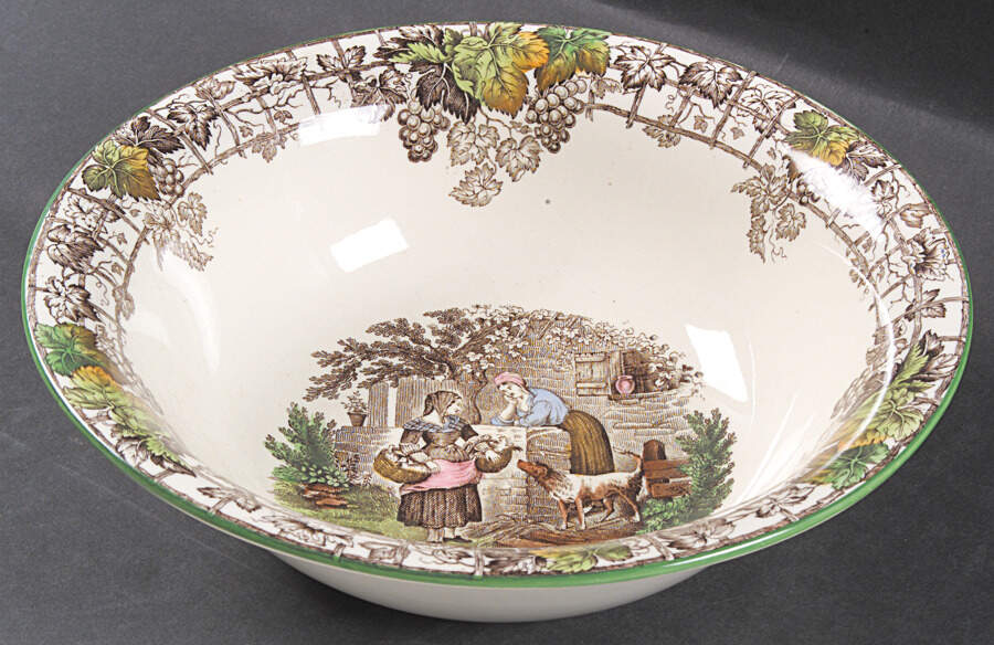 Byron Multicolor (Green Trim) 9" Round Vegetable Bowl by Spode-1