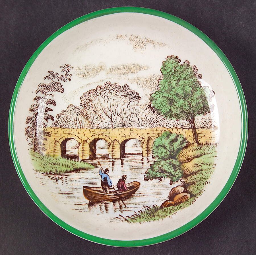 Byron Multicolor (Green Trim) Butter Pat by Spode-1