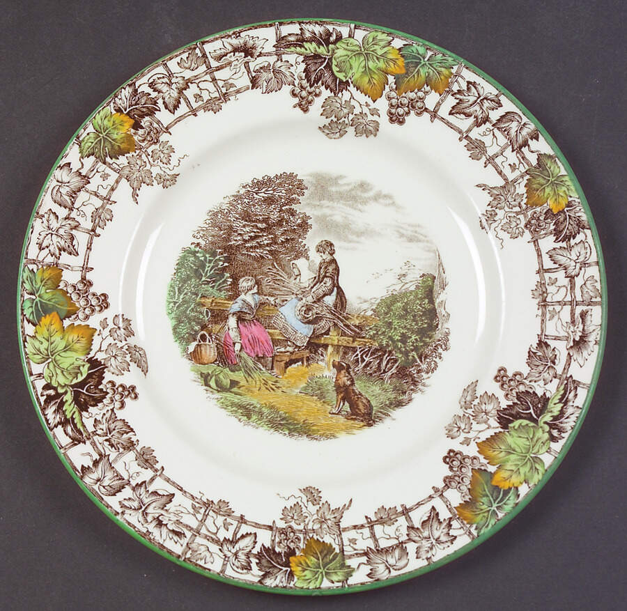 Byron Multicolor (Green Trim) Dessert/Pie Plate by Spode-1