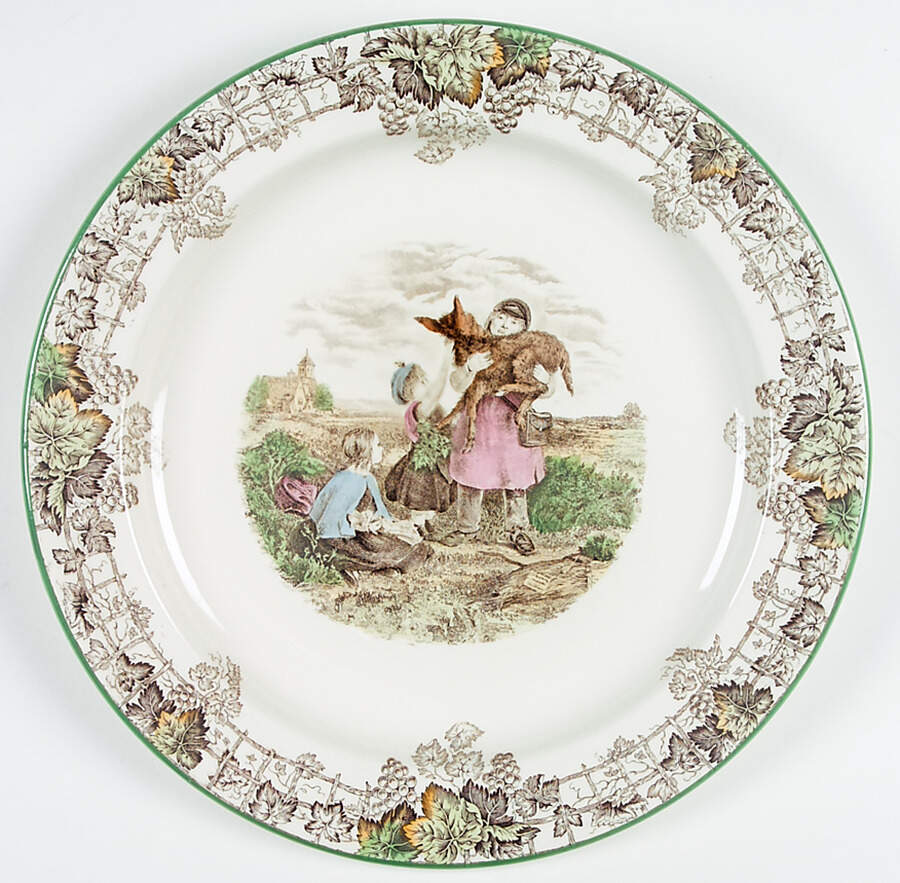 Byron Multicolor (Green Trim) 12" Chop Plate (Round Platter) by Spode-1