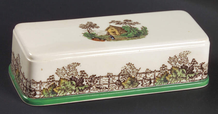 Byron Multicolor (Green Trim) Lid for 1/4 Lb Butter by Spode-1