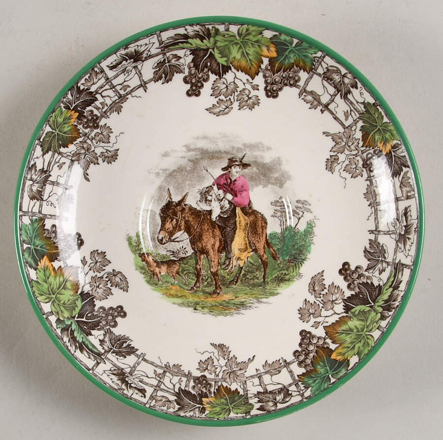 Byron Multicolor (Green Trim) Saucer for Footed Cream Soup Bowl by Spode-1