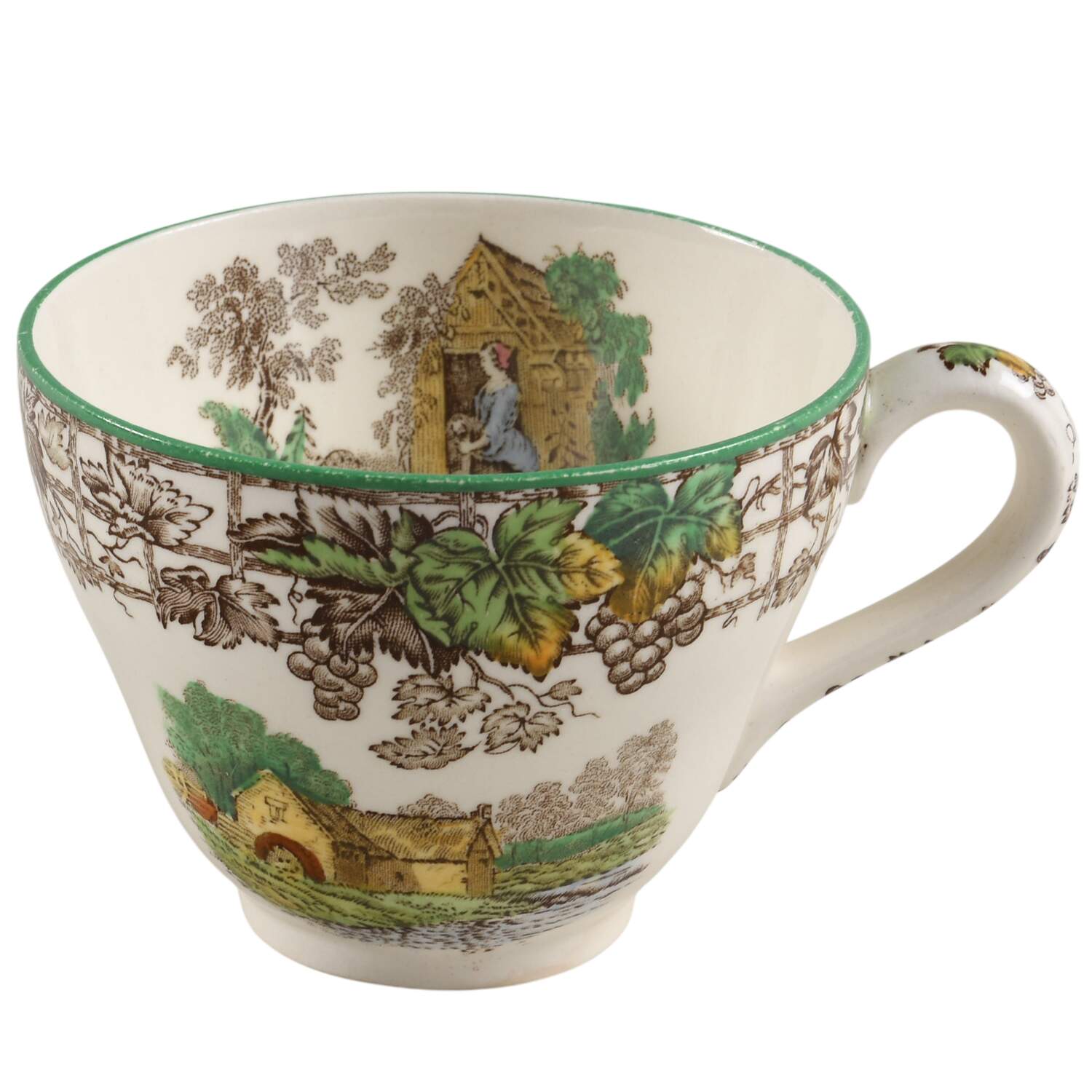 Byron Multicolor (Green Trim) London Shape Footed Cup by Spode-1