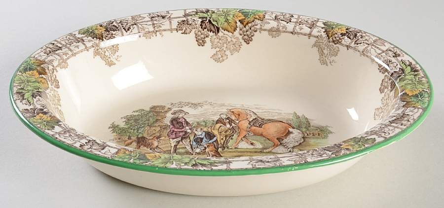 Byron Multicolor (Green Trim) 9" Oval Vegetable Bowl by Spode-1