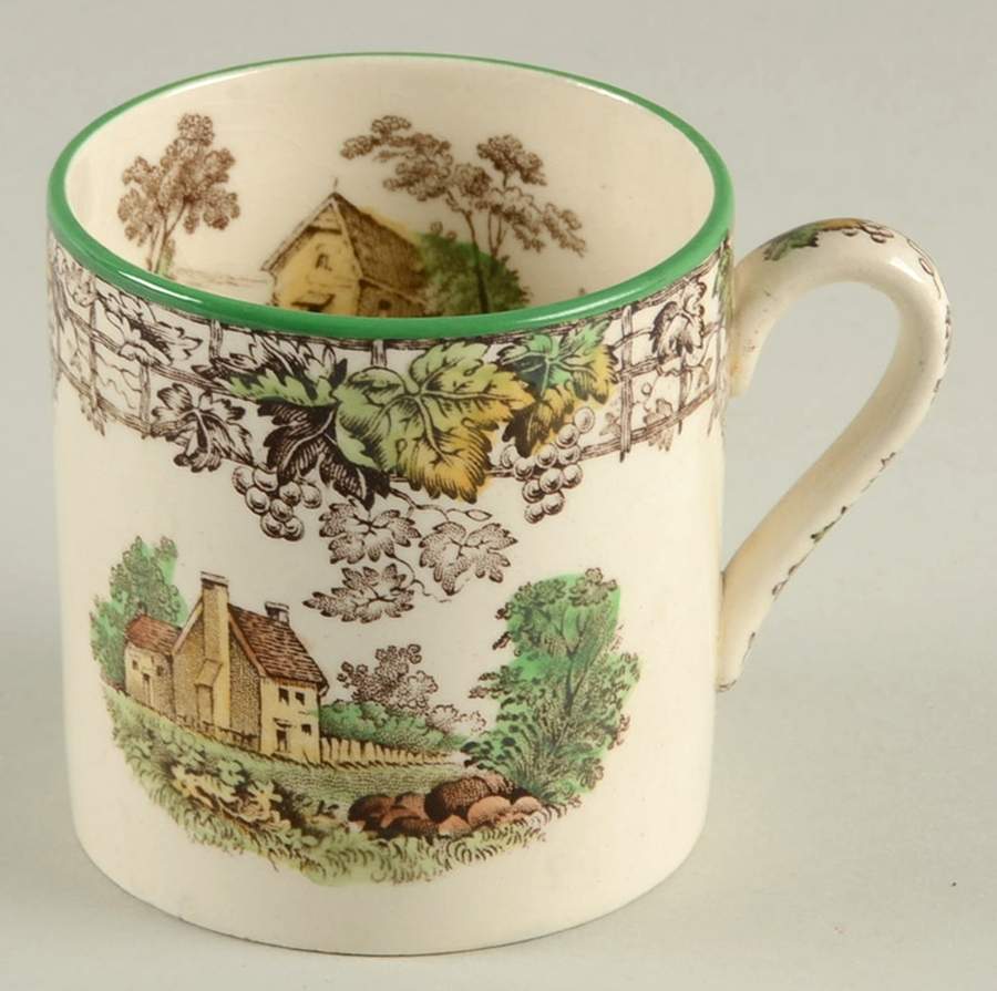 Byron Multicolor (Green Trim) Flat Demitasse Cup by Spode-1