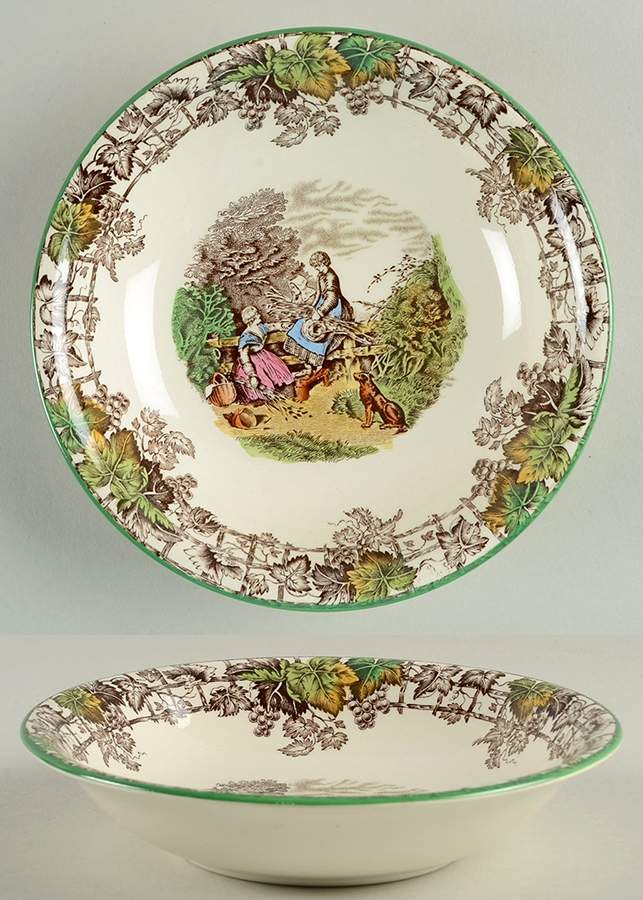 Byron Multicolor (Green Trim) Coupe Cereal Bowl by Spode-1