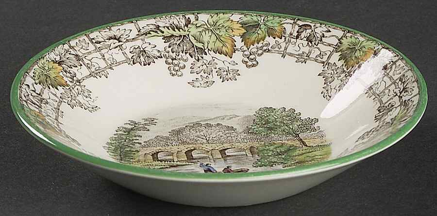 Byron Multicolor (Green Trim) Fruit/Dessert (Sauce) Bowl by Spode-1