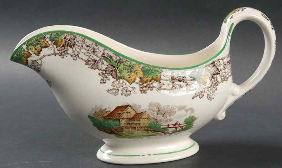 Byron Multicolor (Green Trim) Gravy Boat by Spode-1
