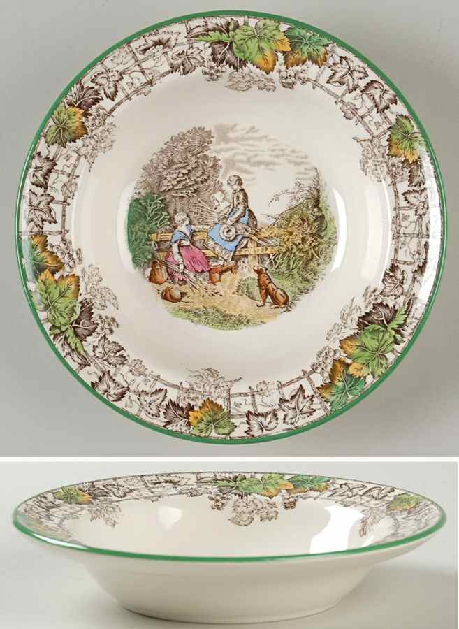 Byron Multicolor (Green Trim) Rim Cereal Bowl by Spode-1