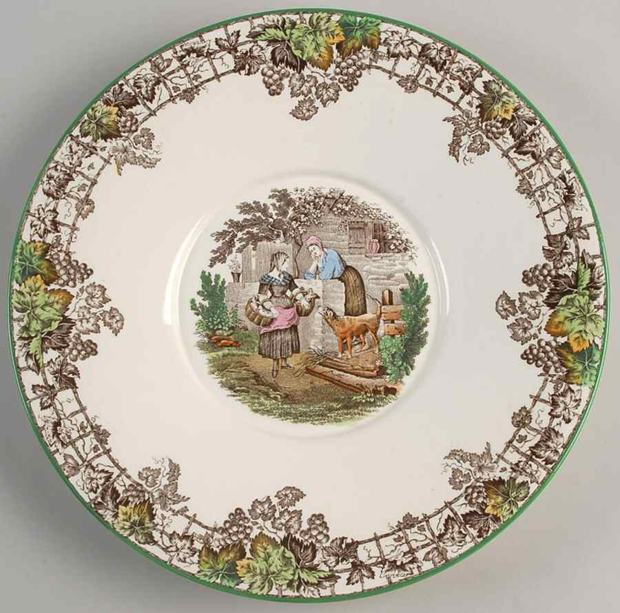 Byron Multicolor (Green Trim) Underplate for Tureen by Spode-1
