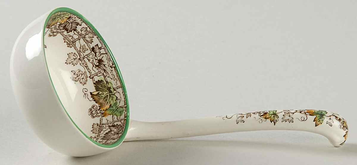 Byron Multicolor (Green Trim) Solid Piece Sauce Ladle by Spode-1