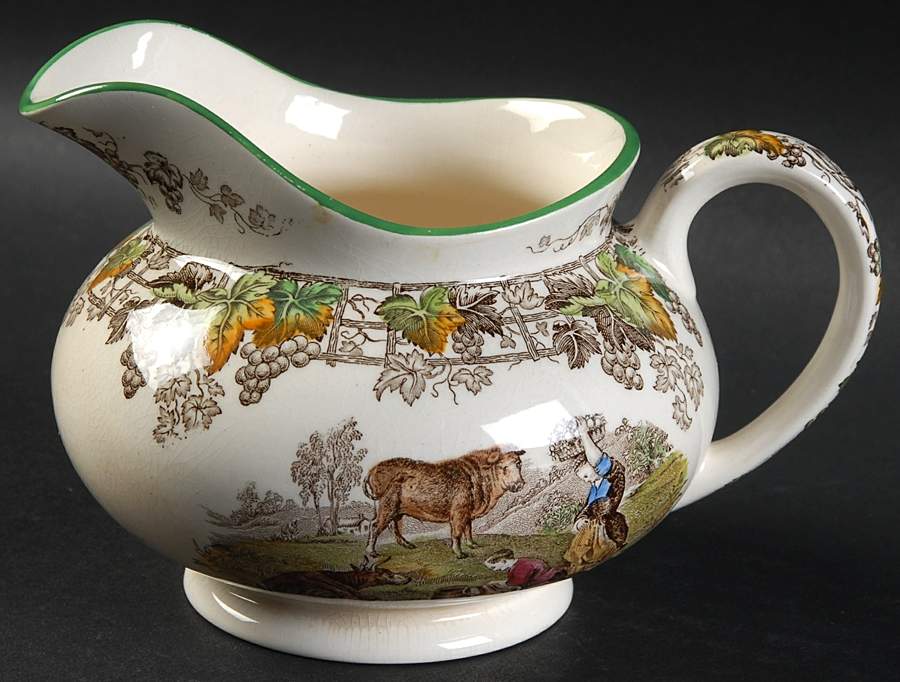 Byron Multicolor (Green Trim) Creamer by Spode-1