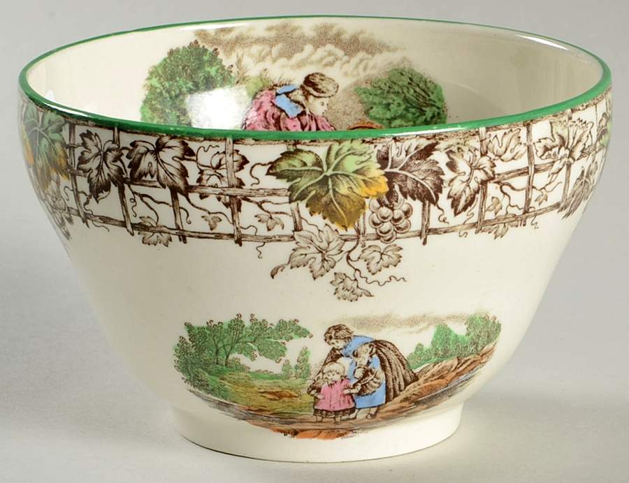 Byron Multicolor (Green Trim) Cranberry Bowl by Spode-1