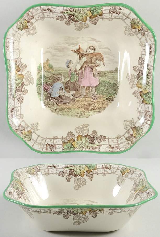 Byron Multicolor (Green Trim) 9" Square Vegetable Bowl by Spode-1