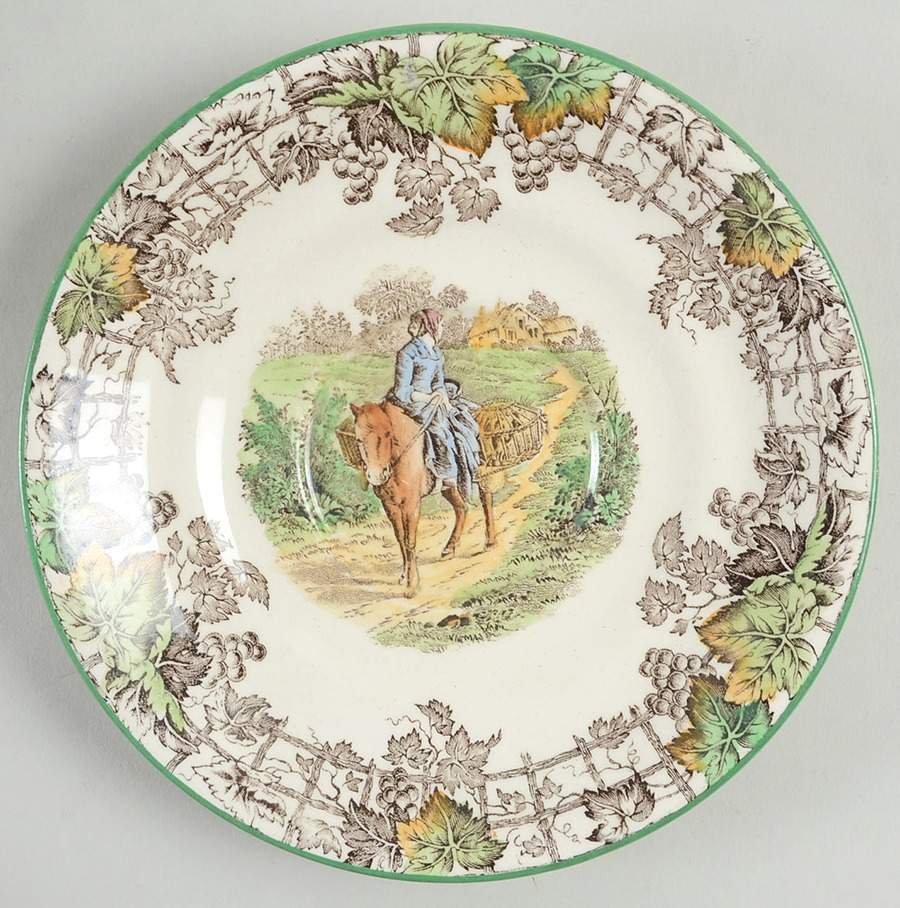 Byron Multicolor (Green Trim) Saucer for London Shape Footed Cup by Spode-1