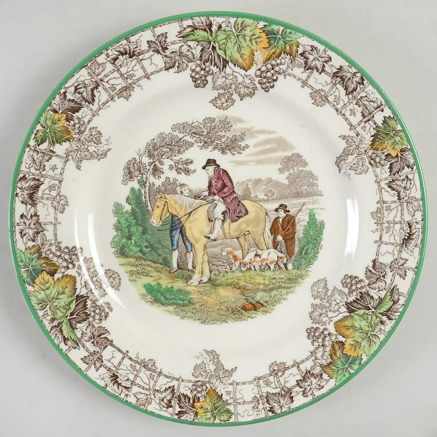 Byron Multicolor (Green Trim) Luncheon Plate by Spode-1