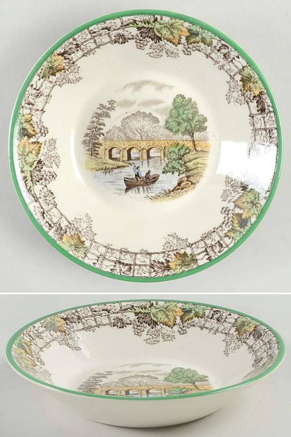 Byron Multicolor (Green Trim) Fruit/Dessert (Sauce) Bowl by Spode-1
