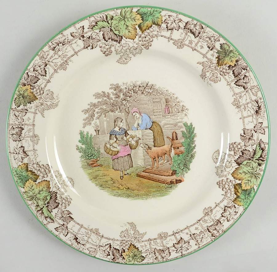 Byron Multicolor (Green Trim) Dinner Plate by Spode-1